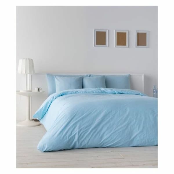 Påslakan Naturals Lino Ljusblå Blå - UK king size-säng (240 x 220 cm)