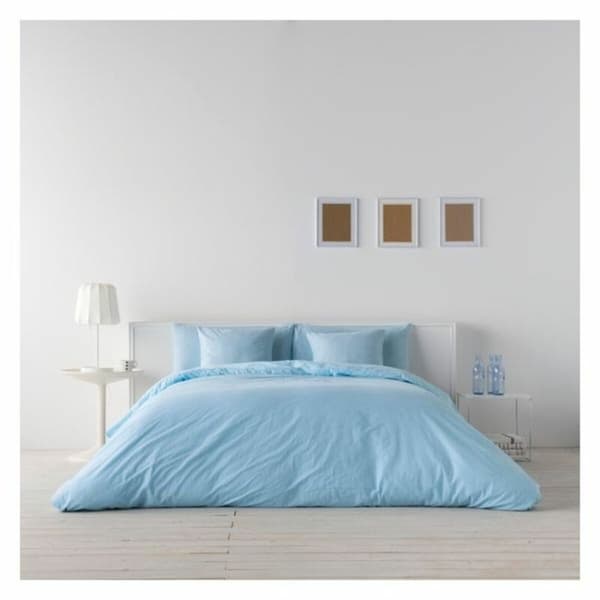 Påslakan Naturals Lino Ljusblå Blå - UK king size-säng (240 x 220 cm)