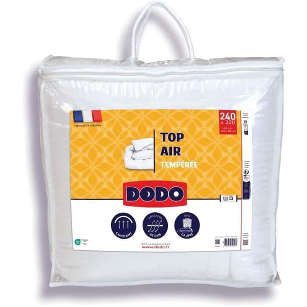 Tempererat täcke - DODO - TOP AIR - 220 x 240 cm - 300G/M² - Vit