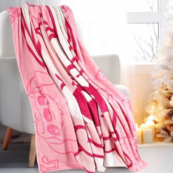 Tecknad filt för barn, varm plyschfilt, ultramjuk och bekväm flanell (150x200 cm) Rosa
