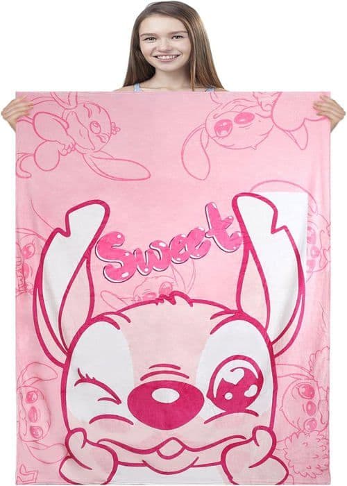 Tecknad filt för barn, varm plyschfilt, ultramjuk och bekväm flanell (150x200 cm) Rosa