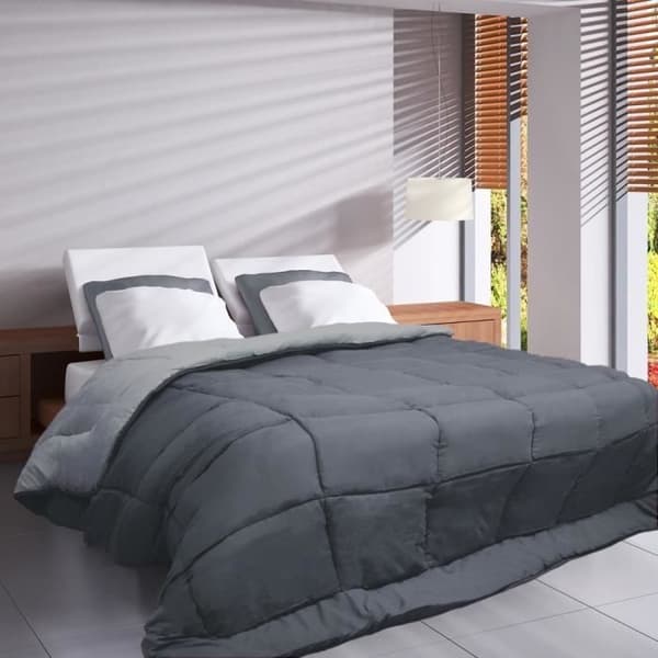 HUDSON Lättviktsmikrofibertäcke 200g/m² 240x260cm Grå & Silver