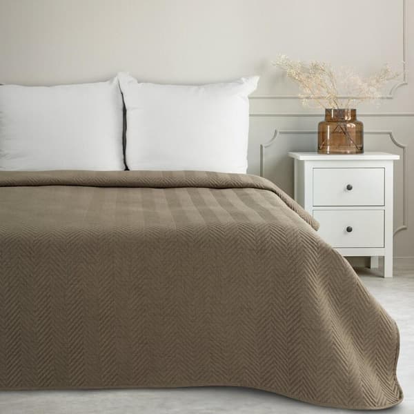 SENGETÆKKE 3 220 X 240 CM MØRK BEIGE