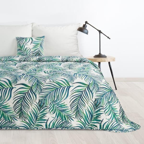 Sängöverkast D91 PALMS 02 200 X 220 CM VIT