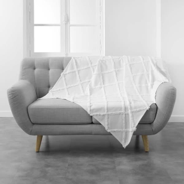 Filt 125 x 150 cm i bomull Calyssa White
