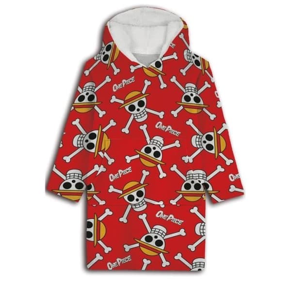 One Piece - Vuxen Manga Fleece Filt, Filt med ärmar och huva, One size