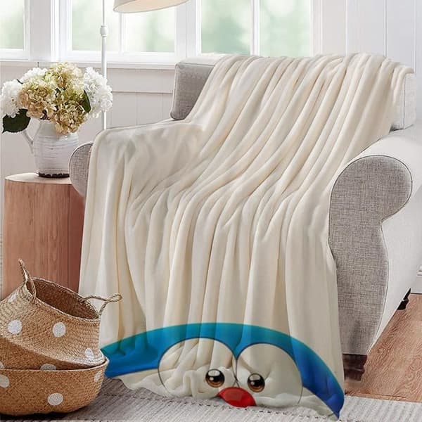 Mjuk fluffig slängfilt för bäddsoffa, 125x150 cm, söt Doraemon (211)