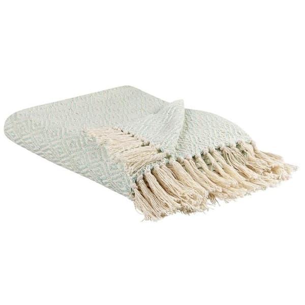 Rutig bomullsfilt 125 x 150 cm grön och beige MITYAL