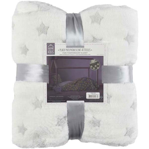 Rutig Barnpläd - Heminredning Barn - Fosforescerande Stjärnor - Polyester - 120 x 150 cm - Vit