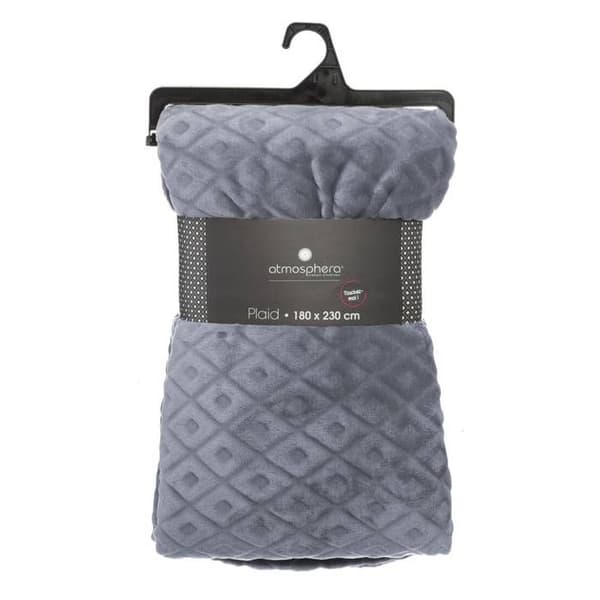 Pläd - Atmosphera - 3D Rhomb - Mörkgrå - 180x230 cm - Polyester