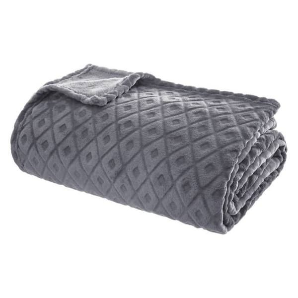 Pläd - Atmosphera - 3D Rhomb - Mörkgrå - 180x230 cm - Polyester