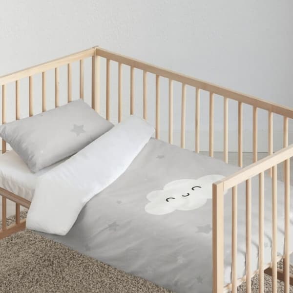 Quilttæppe til tremmeseng Kids&Cotton Werner Gris 115 x 145 cm