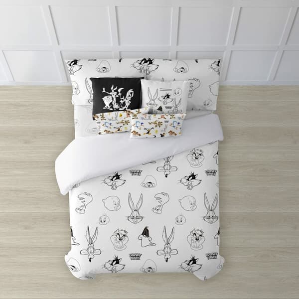Påslakan Looney Tunes Looney B&W Vit black 140 x 200 cm