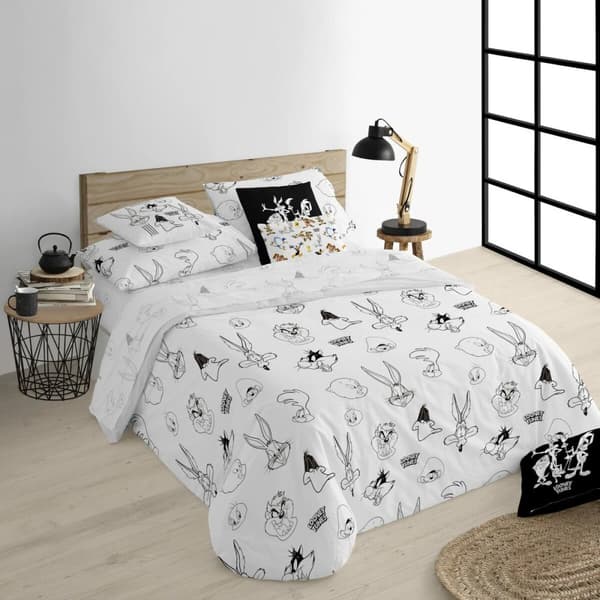 Nordisk cover Looney Tunes Looney B&W Hvid black 140 x 200 cm