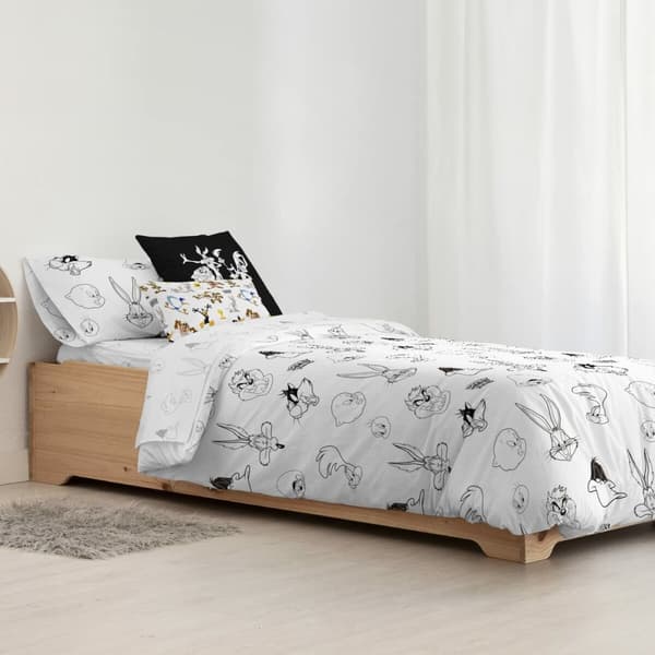 Nordisk cover Looney Tunes Looney B&W Hvid black 140 x 200 cm