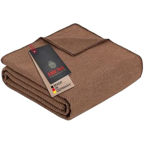 Täckete - IBENA - Charlotte - 100 % ekologisk bomull - 140 x 200 cm - Brun