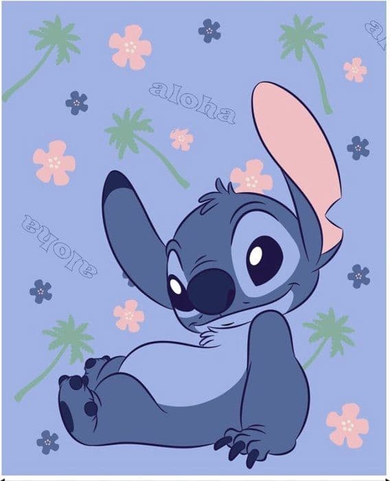 Disney Lilo & Stitch rutig fleece, Aloha - 130 x 160 cm - Polyester - VELVETEFFEKT
