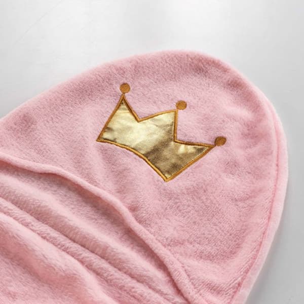 Filt barn med hetta 100 x 120 cm - Prinsessa - Rosa