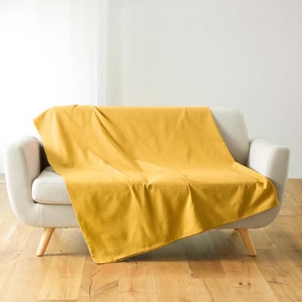 Rullbar pläd - INRE MYSIGHET - Lucile Gul curry - 220 x 240 cm - Syntetisk - Klassisk