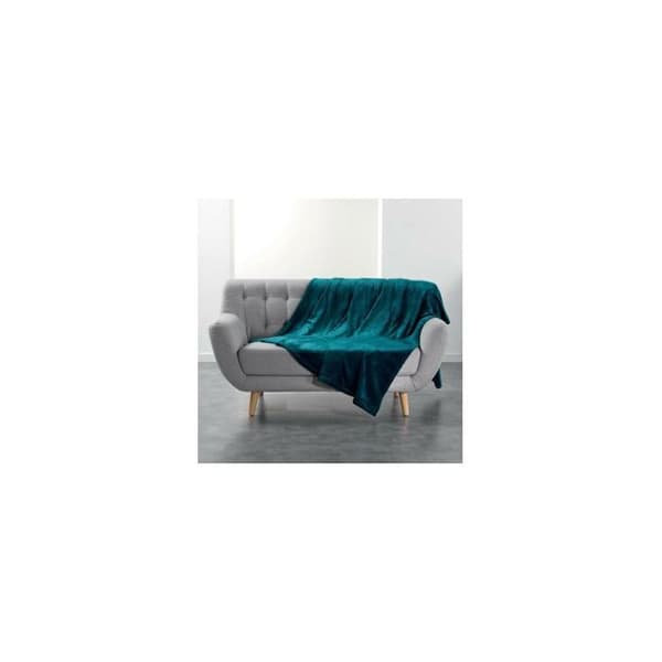 Rutigt fleece - Flanou - 180 x 220 cm - Blå