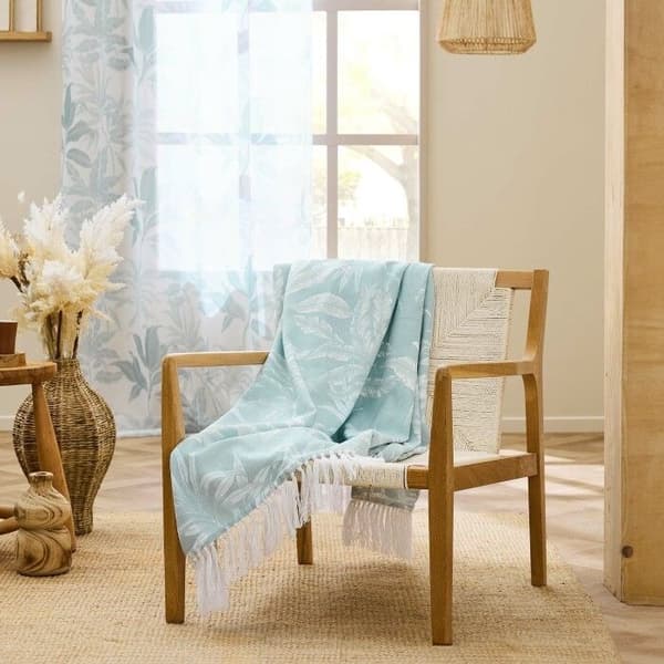 Fransad pläd 125 x 150 cm – Bomull/Polyester Tryckt Hera