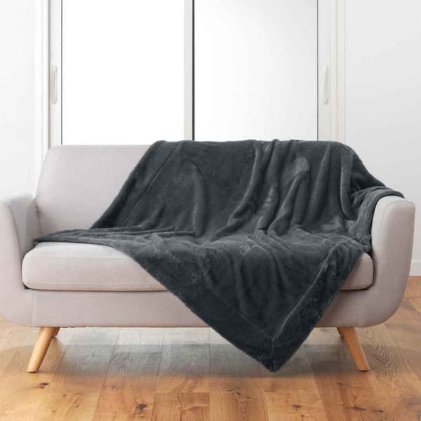 Rutig imitationspäls "Caresse" 125x150cm antracit