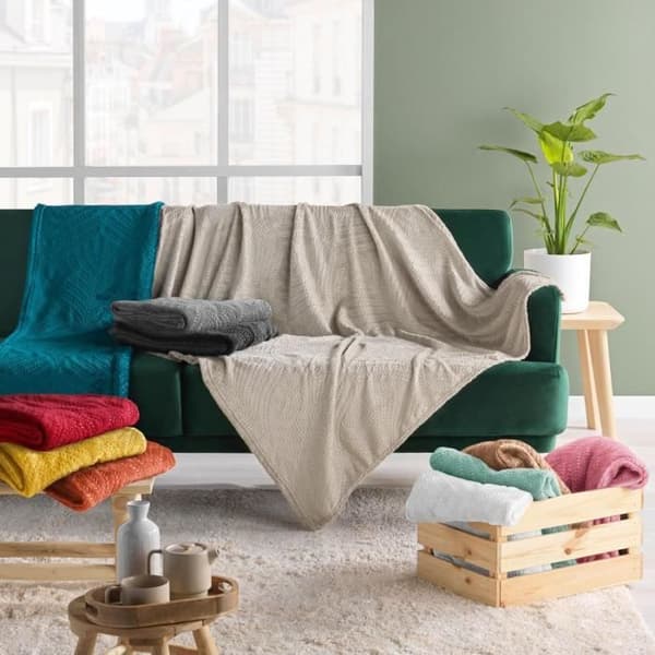 Rutig - Avlastning lövverk - Blå - 125x150 cm - Syntetisk - Samtida - Design