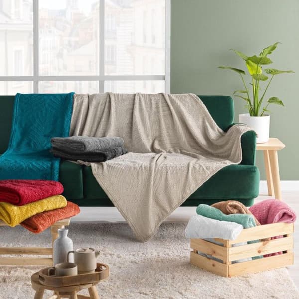 Rutig - Avlastning lövverk - Blå - 125x150 cm - Syntetisk - Samtida - Design
