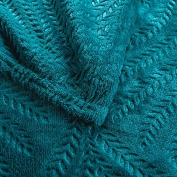 Rutig - Avlastning lövverk - Blå - 125x150 cm - Syntetisk - Samtida - Design