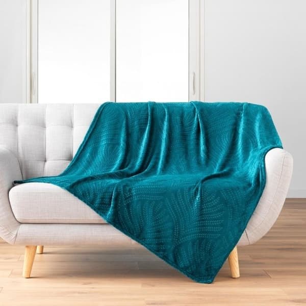 Rutig - Avlastning lövverk - Blå - 125x150 cm - Syntetisk - Samtida - Design