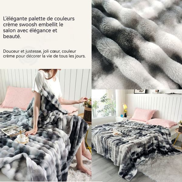 INN Filt 200x180cm bubbel fleece pläd tryckt i färgblock mjuk bekväm maskintvättbar ge presenter