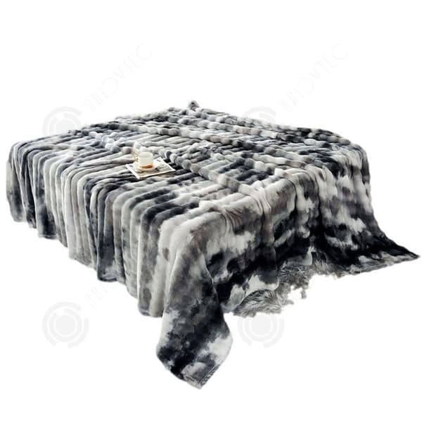 INN Filt 200x180cm bubbel fleece pläd tryckt i färgblock mjuk bekväm maskintvättbar ge presenter