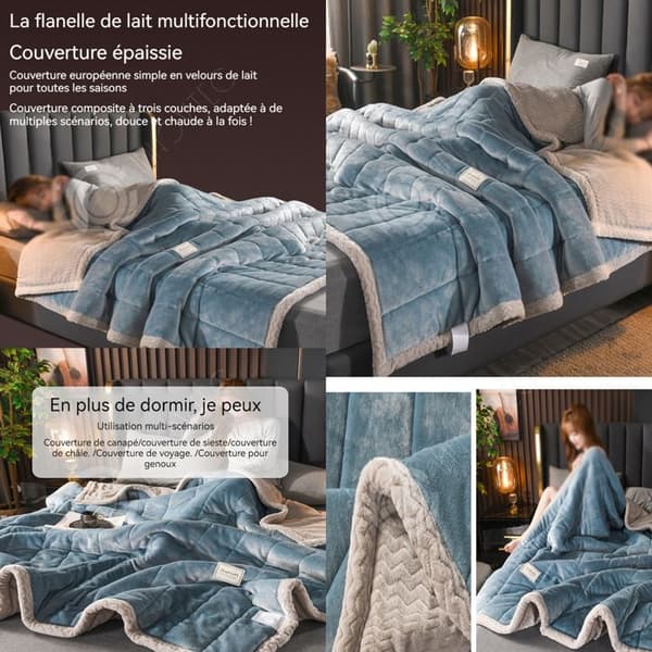 INN Filt 200x230cm multifunktionell tjock filt i varm och skön mjölksammet tillgänglig för två personer