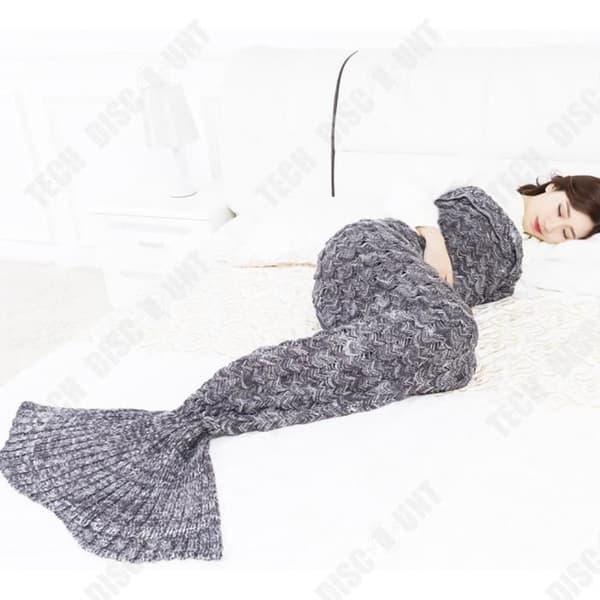 TD® Mermaid Tail Filt Mermaid Presentidé för vardagsrumssoffa och presentidéer för jul Alla hjärtans dag (grå, vuxen)