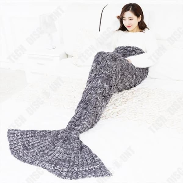 TD® Mermaid Tail Filt Mermaid Presentidé för vardagsrumssoffa och presentidéer för jul Alla hjärtans dag (grå, vuxen)