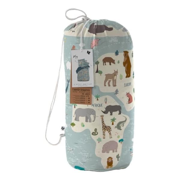 Couette "Karta" Reversibel för säng 1 plats 100% Bomull / 57 Trådar/cm²