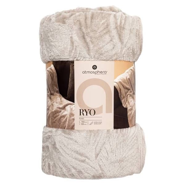 Rutig fleece Roy beige 125x150cm - Atmosphera inredningsdesigner - Beige