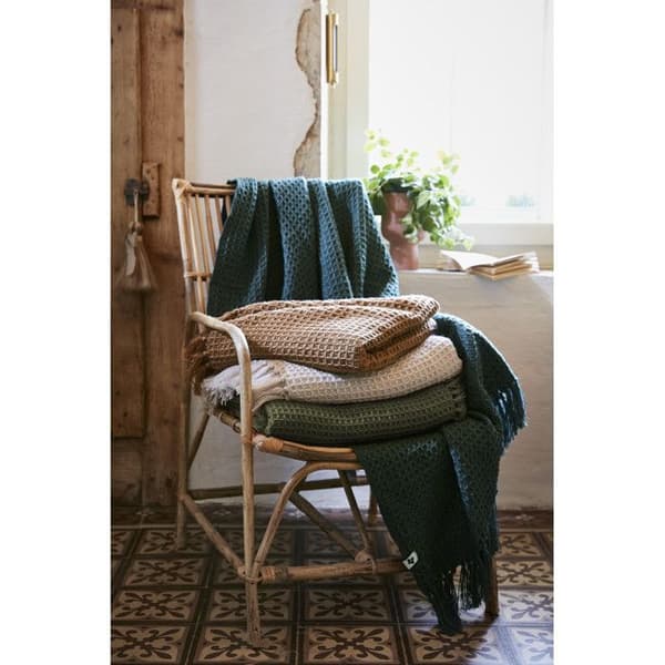 Pläd med fransar bikake "Gabin" alla dimensioner - Gabin Midnatt - 130 x 160 cm