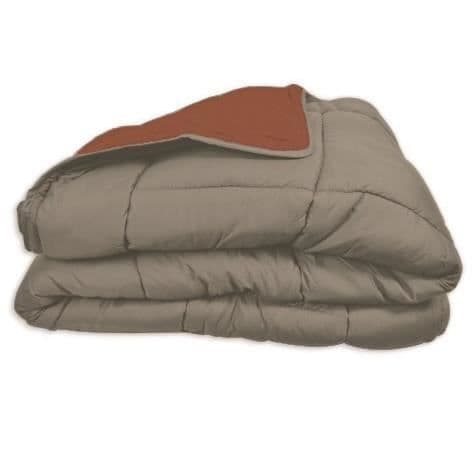 POYET MOTTE Mikrofiberduvet 400g / m² CALGARY - 140 x 200 cm - Pebble grey and Gimgember brown