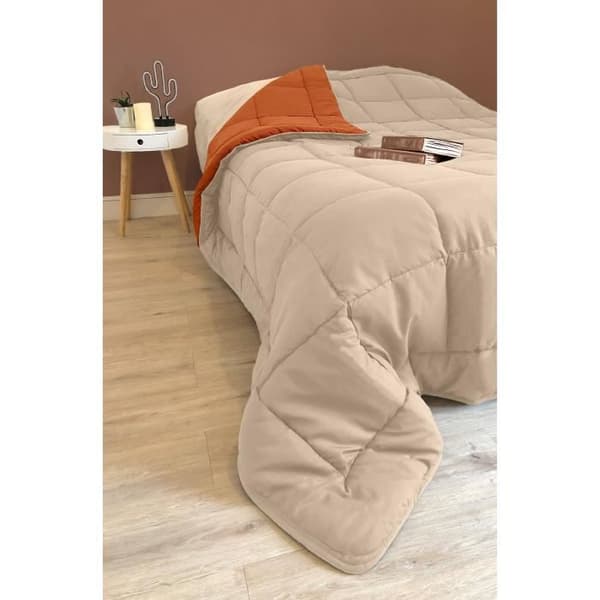 POYET MOTTE Mikrofiberduvet 400g / m² CALGARY - 140 x 200 cm - Pebble grey and Gimgember brown