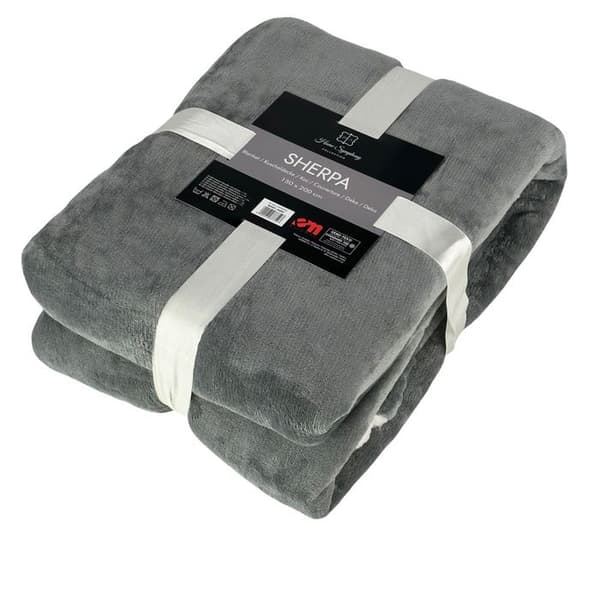 Mikrofiber Sherpa Fleecefilt Täckesfilt 150x200 cm Ljusgrå