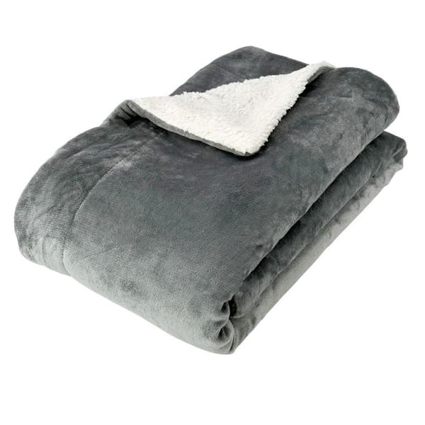 Mikrofiber Sherpa Fleecefilt Täckesfilt 150x200 cm Ljusgrå
