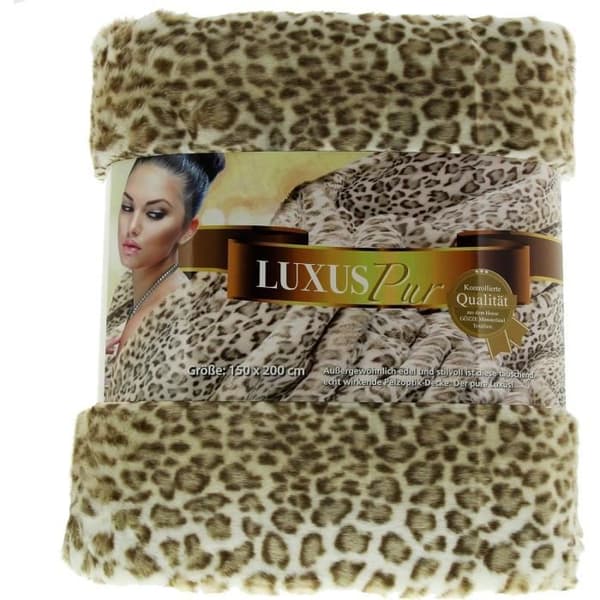 Gözze - Lyxig Snöleopard Falsk Pälsövertäckning 150x200cm VitBrun