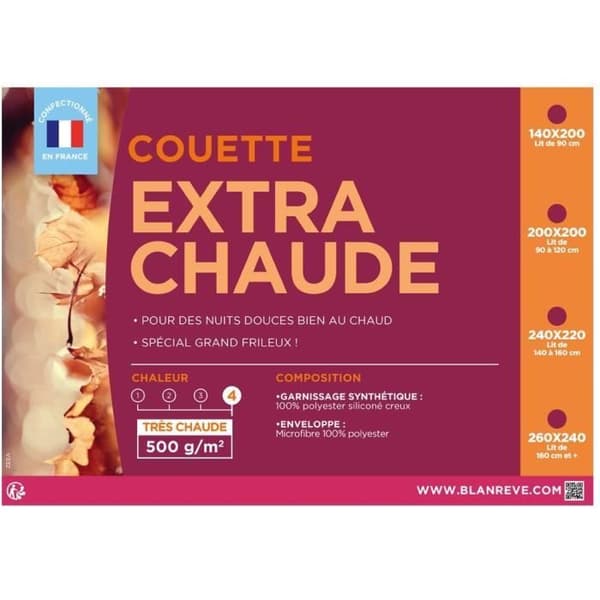 BLANREVE Extra varm mikrofiberduvet - 220 x 240 cm - Vit