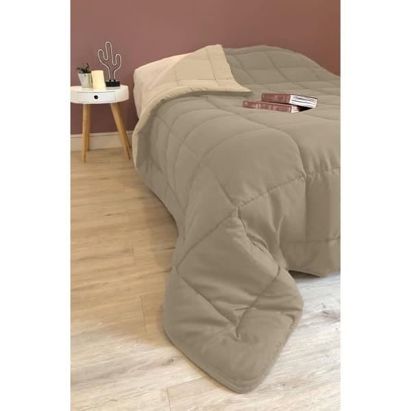 CALGARY Varmt täcke Microfiber 400g/m² Taupe & Linne 240x260cm