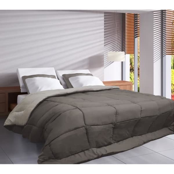 CALGARY Varmt täcke Microfiber 400g/m² Taupe & Linne 240x260cm