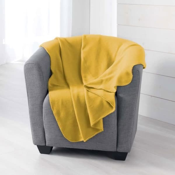 Pläd - MJUK INTERIÖR - Snöig - 125 x 150 cm - Fleece - Gul