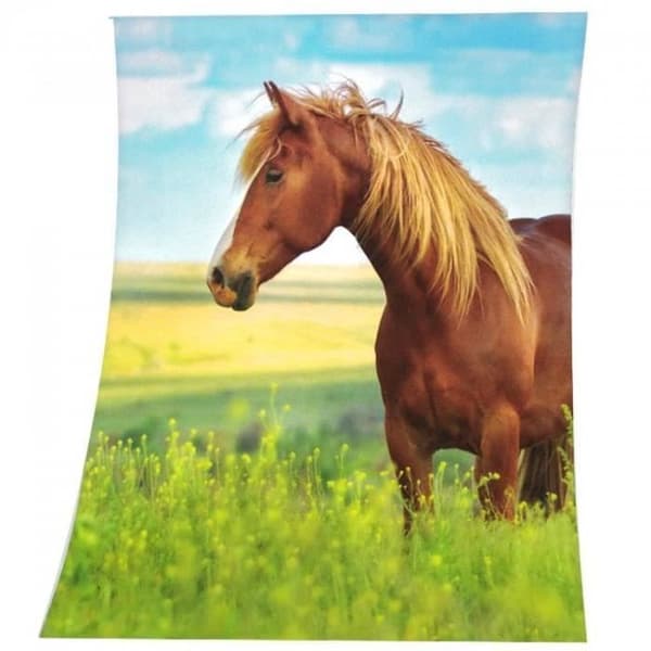 Häst - Pläd - Polyester - 130x160 cm - Flerfärgad