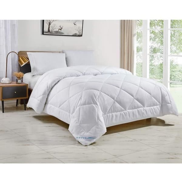 WAVVE plysch mikrofibertäcke stor storlek, king size täcke 2 personer 220X240 cm, tempererad fyllning 300 g/m2 mellansäsong