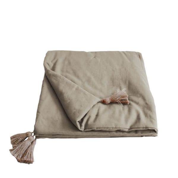 Edredon Panama med jute-pomponger Natur 90x190 cm